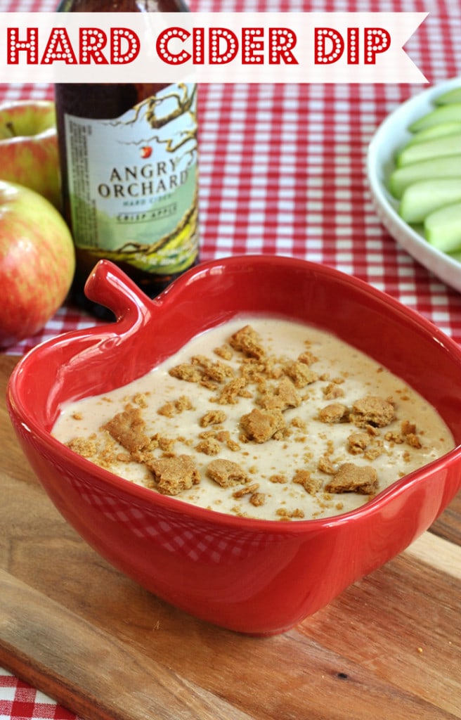 Fun and easy dessert dip recipe for the adults. Hard apple cider fruit dip will be a hit at your fall or Halloween party. Serve with apples, graham crackers, or cookies.