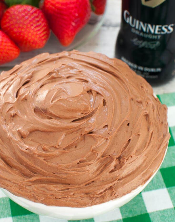 Creamy, fluffy Guinness Chocolate Stout Fruit Dip is made with Guinness stout beer and cocoa. Takes just a few minutes to whip together this easy fruit dip.