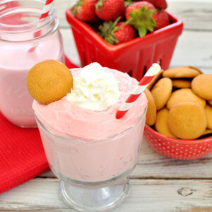Inspired by a summertime favorite, this 4 ingredient Strawberry Milkshake Dip is a sweet and cool dip for those hot summer days. Serve with fresh strawberries as a fruit dip or vanilla wafers or graham crackers for dessert.