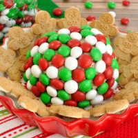 A minty, fun and festive dessert dip for the holidays. This easy Holiday M&M Peppermint Cheese Ball will have your party guests coming back for more.