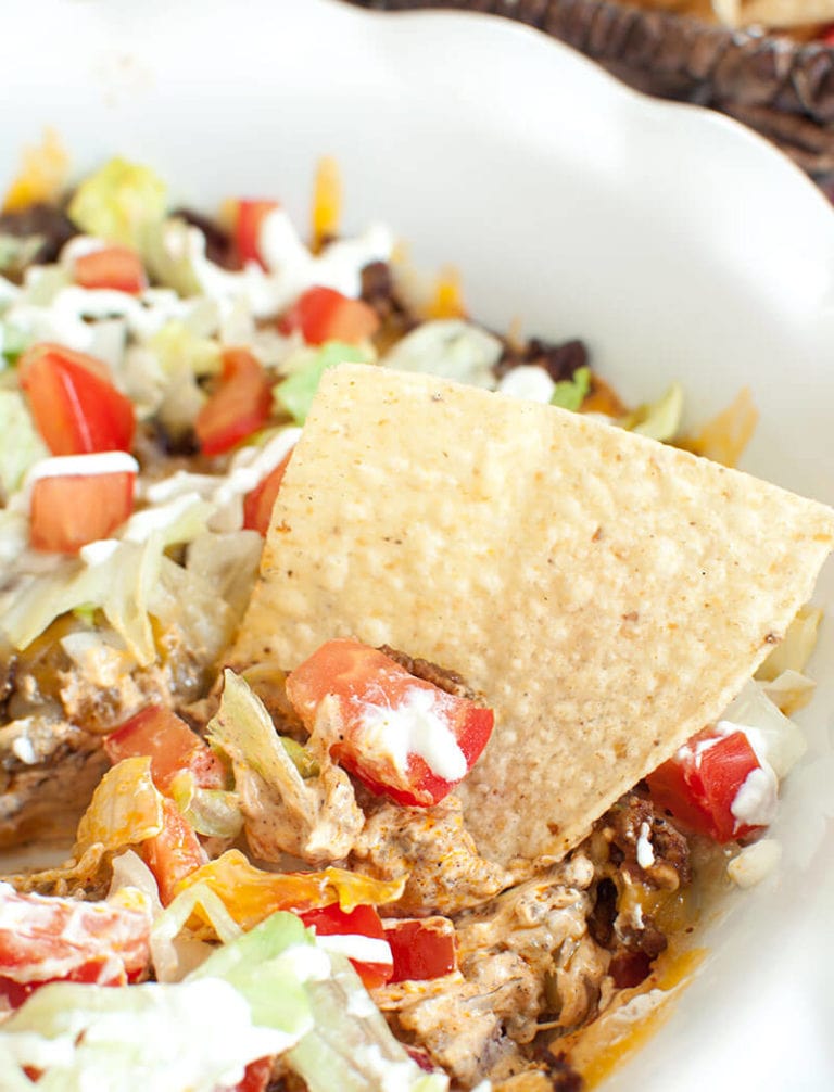 Taco Dip with Meat and Cream Cheese - Dip Recipe Creations
