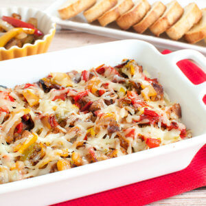 Sausage Dip with Grilled Peppers and Onions