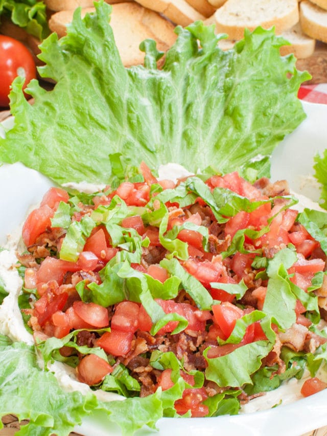 bed of lettuce in a white dish topped with dip